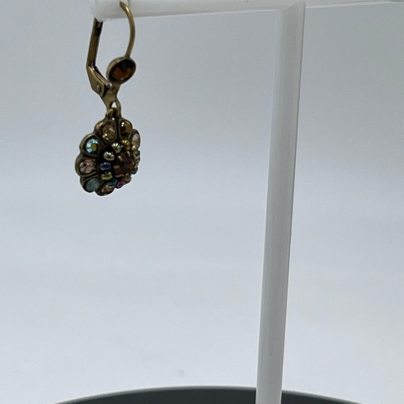 Michal Negrin Earrings Flower With Brown AB Swarovski Crystals Romantic Gift - Picture 12 of 16